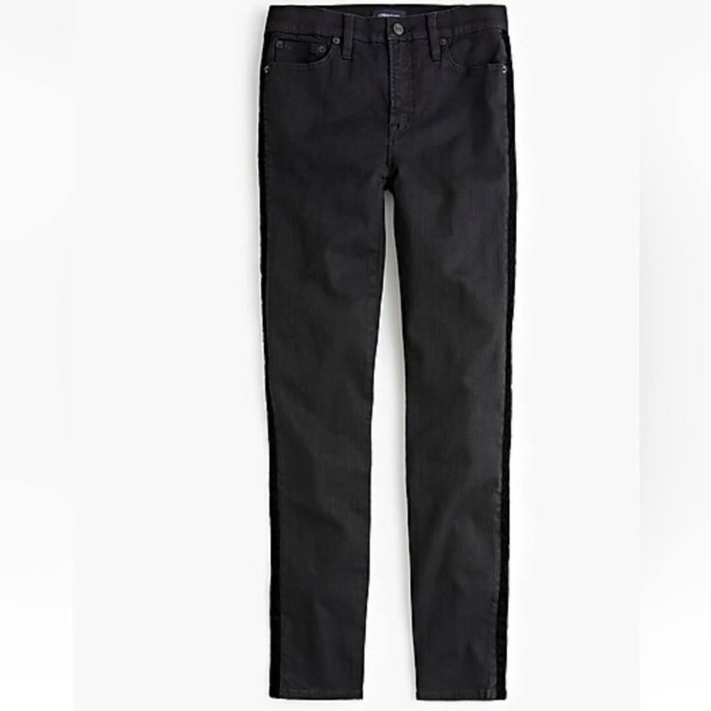 TALL J.Crew High-Rise Toothpick Ankle Jeans with Velvet Stripe